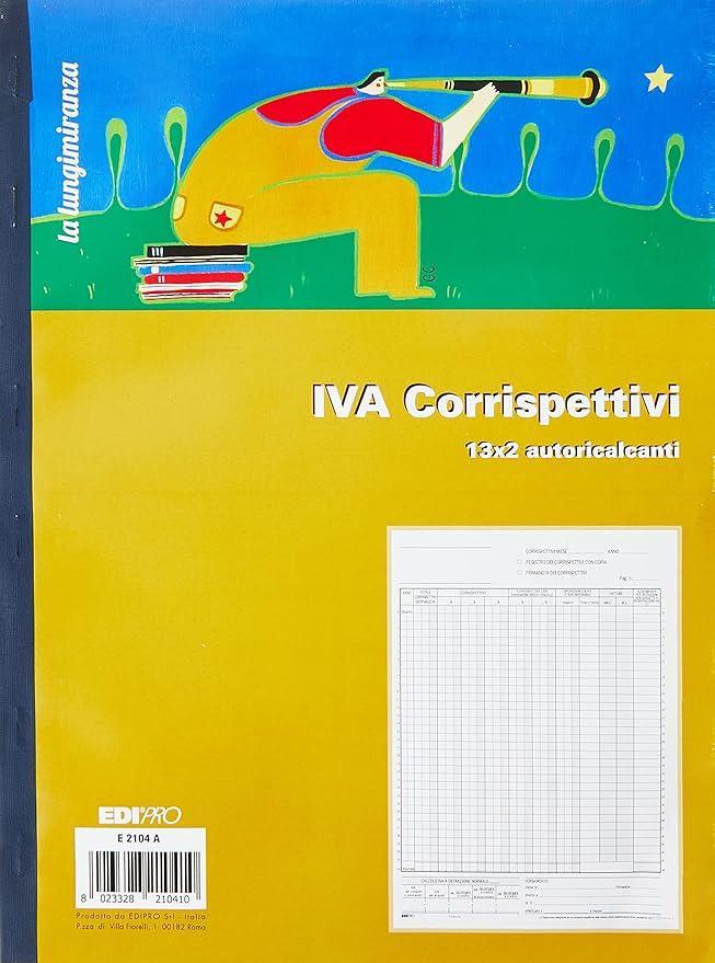 edipro edipro 5 pz blocco registro corrispettivi iva 12 mesi 13 fg. in 2 copie 23x29,7 cm e2104a - foto 1