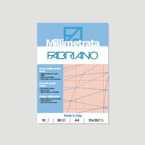 25pz blocco millimetrato a4 21x29,7 cm 10 fg. 80gr/mq