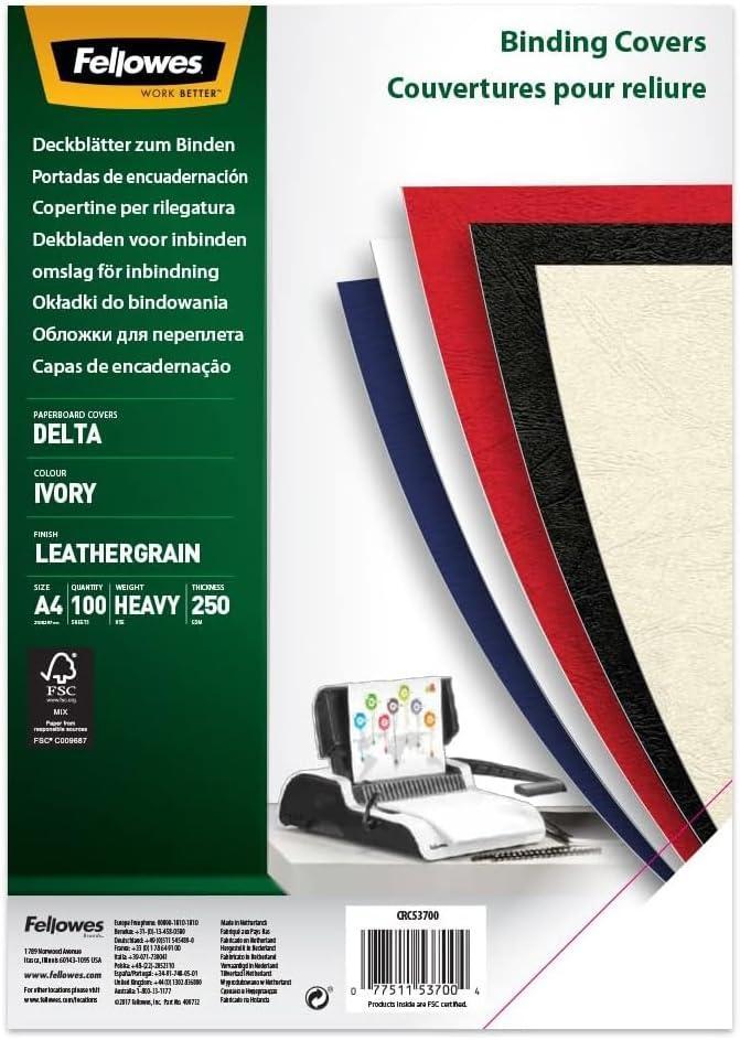 fellowes fellowes cartoncino delta per rilegare a4 21,x29,7 cm 250gr 100 fogli blu - foto 1