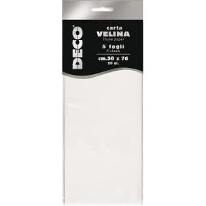 Cwr deco carta velina bianca blister da 5 fogli 50x76 cm da 20 gr