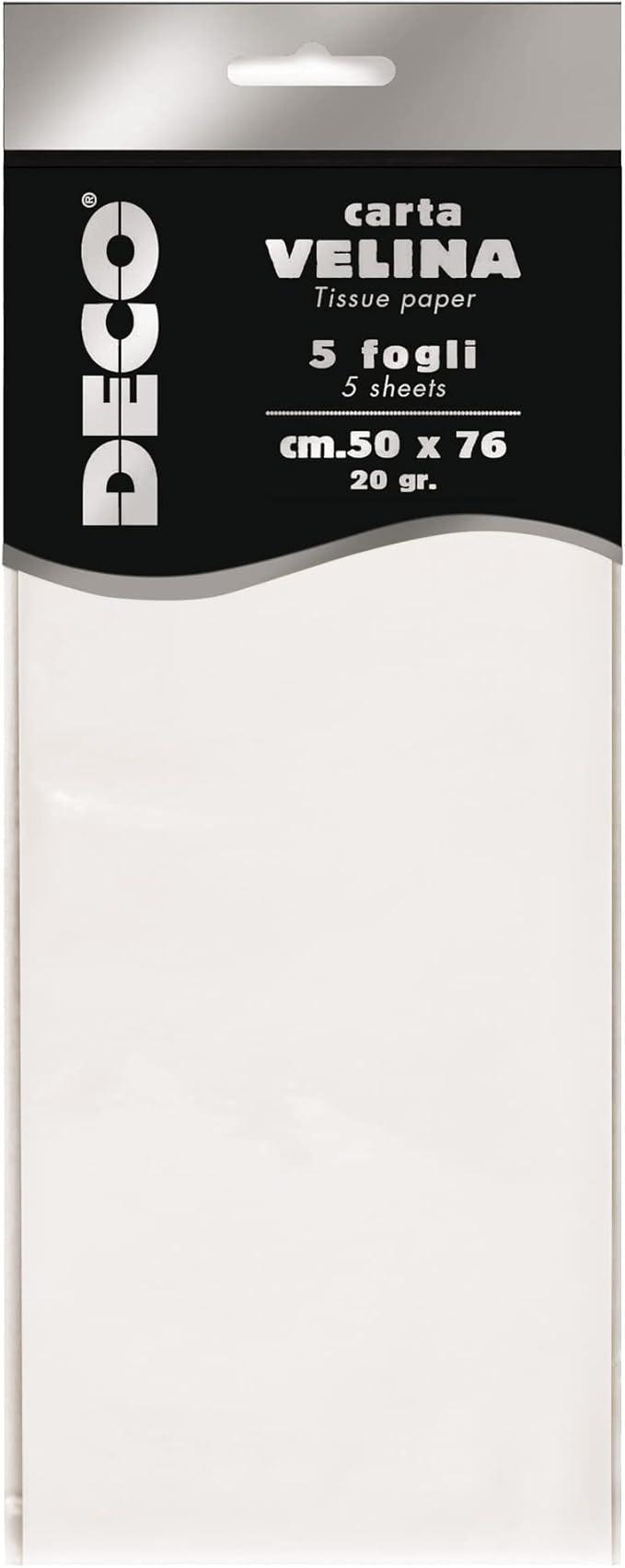 c.w.r. cwr deco carta velina bianca blister da 5 fogli 50x76 cm da 20 gr - foto 1