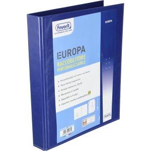 Raccoglitore 4 anelli personalizzabile con tasca formato 22x30 cm diametro 40 mm colore blu