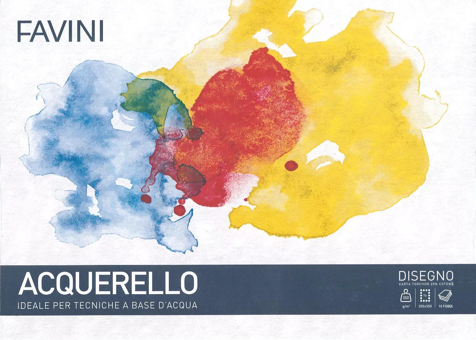 favini favini acquerello blocco disegno 35x50 cm 10 fogli da 350 gr/mq colore bianco - foto 1