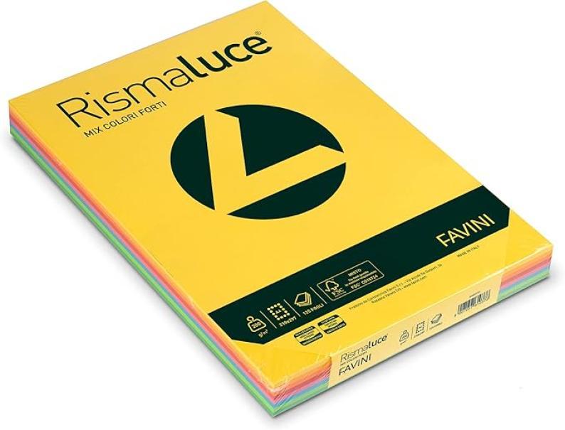 favini favini rismaluce carta a4 200 gr/mq 125 fogli colori assortiti - foto 2