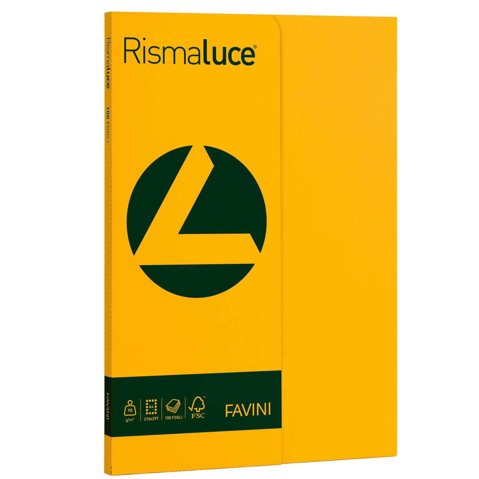 favini favini rismaluce small a4 100 fogli 90 gr/mq colore giallo oro 52 - foto 1