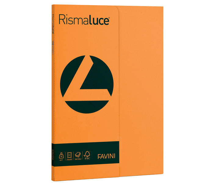 favini favini rismaluce small a4 100 fogli 90 gr/mq colore arancio 56 - foto 1