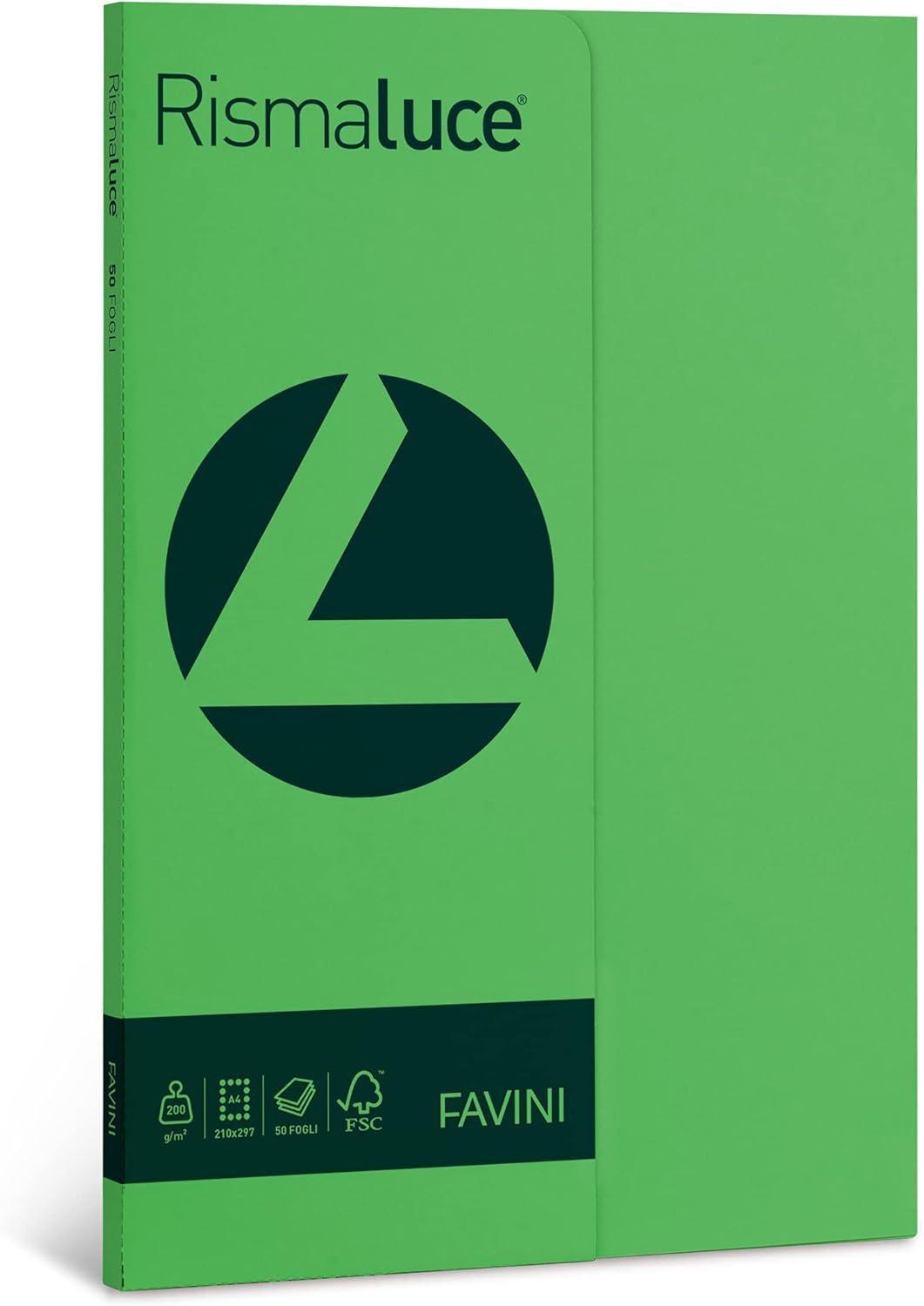 favini favini rismaluce small a4 50 fogli 200 gr/mq colore verde 60 - foto 1