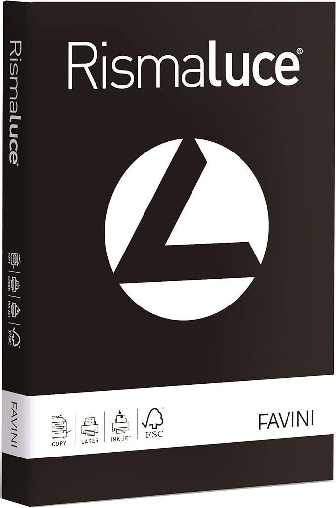 favini favini rismaluce small a4 50 fogli 200 gr/mq colore nero 63 - foto 1