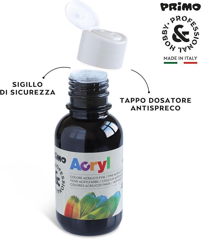 primo primo tempera acrilica da 125 ml colore nero 800 - foto 2