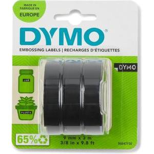 Nastro etichette 9 mm x 3 mt in blister da 3 pz colore nero