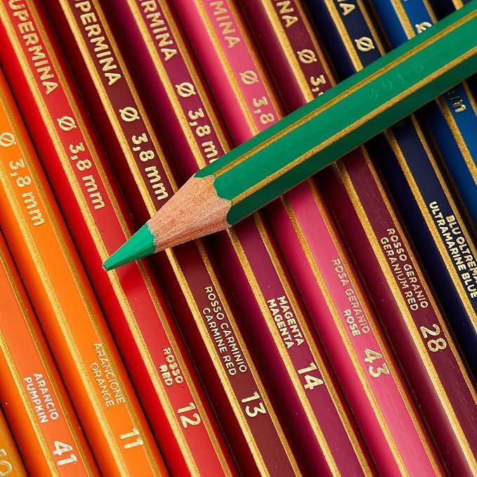 giotto giotto supermina pastelli astuccio in metallo da 50 pz in 46 colori assortiti e mina da 3,8 mm - foto 3