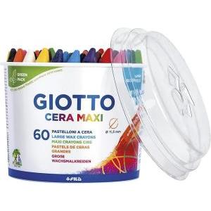 Pastelli a cera maxi in barattolo da 60 pezzi colori assortiti