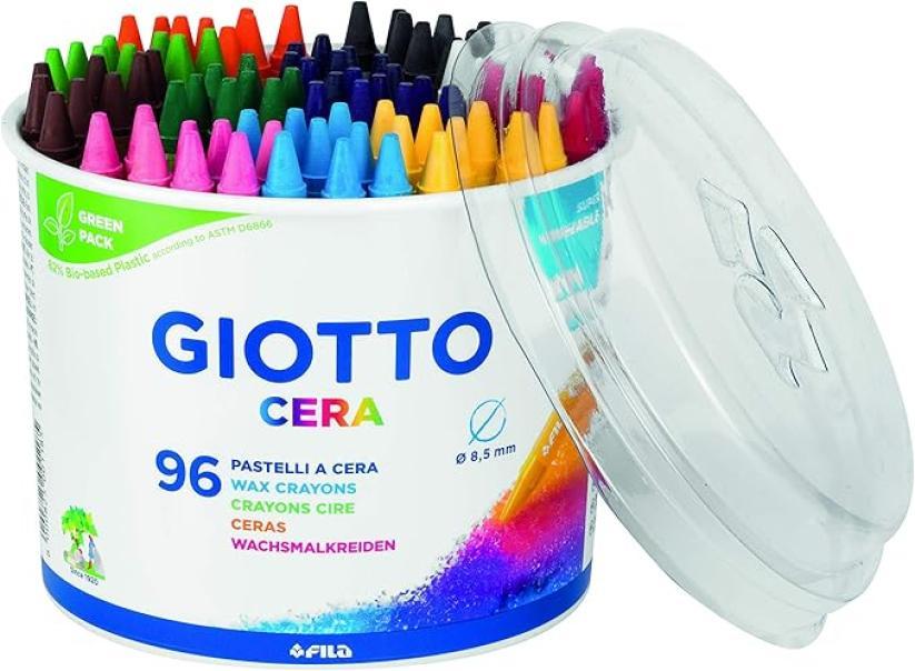 giotto giotto pastelli a cera in barattolo da 96 colori assortiti - foto 1