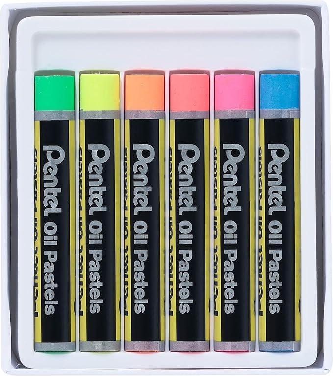 pentel pentel pastelli a olio 6 colori fluo - foto 3