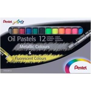Pastelli a olio 12 colori (6 fluo e 6 metallizzati)
