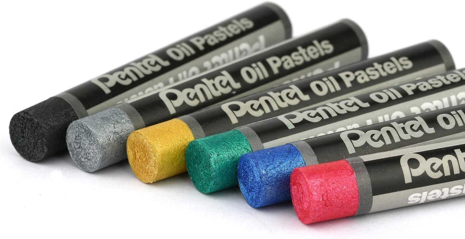 pentel pentel pastelli a olio 12 colori (6 fluo e 6 metallizzati) - foto 4