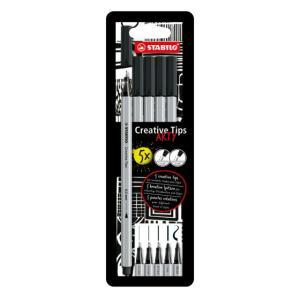 Creative tips arty set di punte multiple pennarelli nero & grigio astuccio da 5 pezzi
