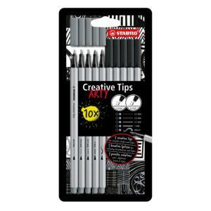 Creative tips arty set di punte multiple pennarelli nero & grigio astuccio da 10 pezzi