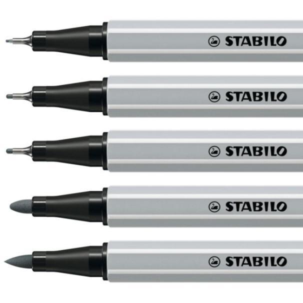 stabilo stabilo creative tips arty set di punte multiple pennarelli nero & grigio astuccio da 10 pezzi - foto 3