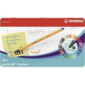 Point 88 scatola in metallo da 50 pz penne fineliner a punta fine da 0,4 mm colori assortiti