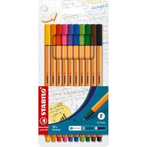 Point 88 pennarello fineliner con tratto da 0,4 mm 10 colori assortiti in blister