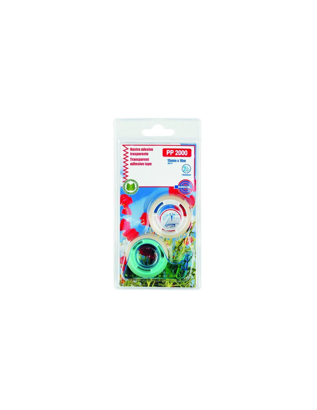 eurocel eurocel nastro adesivo trasparente dimensioni mm 15 x 10 mt con chiocciola in blister da 2 pz - foto 1