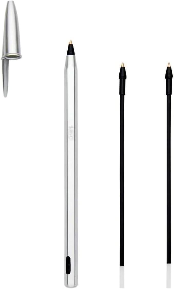 bic bic cristal metal re-new penna a sfera ricaricabile punta media da 1 mm + 2 refill colore nero - foto 2
