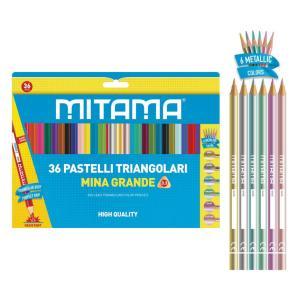Pastelli triangolari laccati da 36 pz colori assortiti - 61993