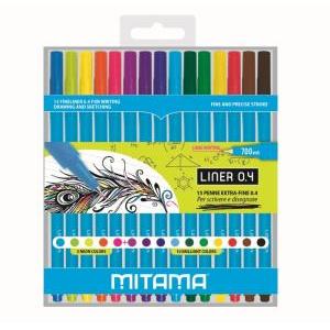 Penna fineliner extrafine da 0,4 mm blister da 15 pezzi in 15 colorazioni differenti