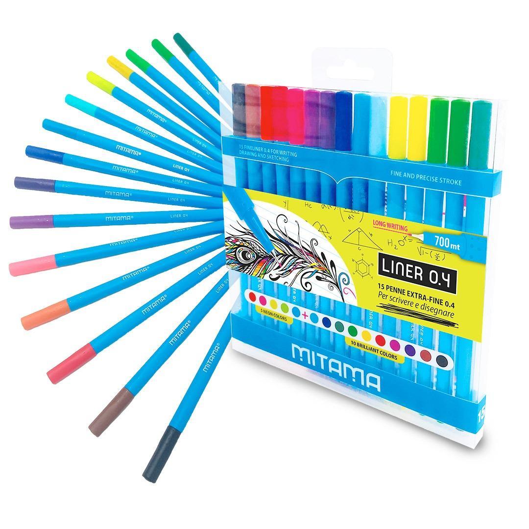 mitama mitama penna fineliner extrafine da 0,4 mm blister da 15 pezzi in 15 colorazioni differenti - foto 4