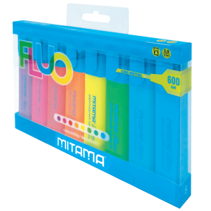 Evidenziatore punta a scalpello da 5 mm blister da 8 pz colori assortiti fluo - 62830