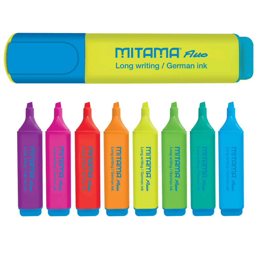mitama mitama evidenziatore punta a scalpello da 5 mm blister da 8 pz colori assortiti fluo - 62830 - foto 2