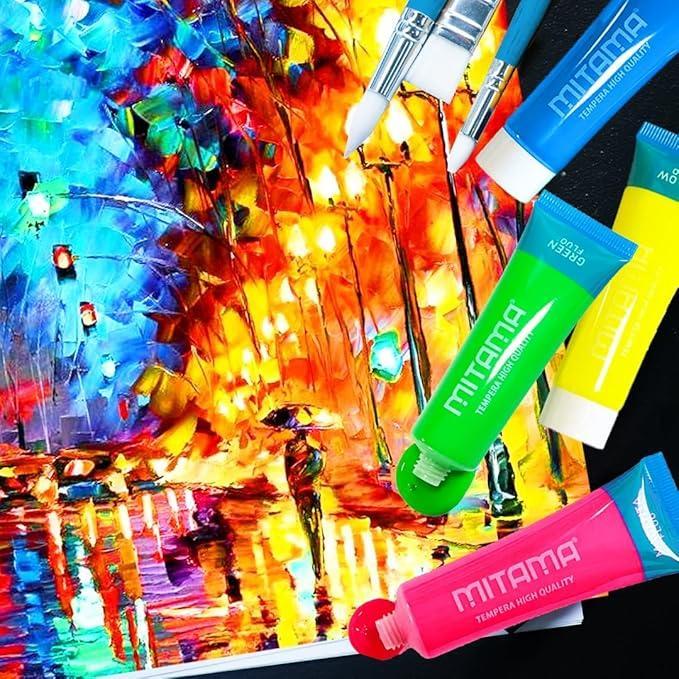 mitama mitama tempera glitter blister 5 tubi da 21 ml in 5 colori fluo assortiti - foto 3