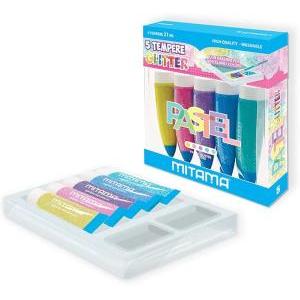 Tempera glitter blister 5 tubi da 21 ml in 5 colori pastel assortiti