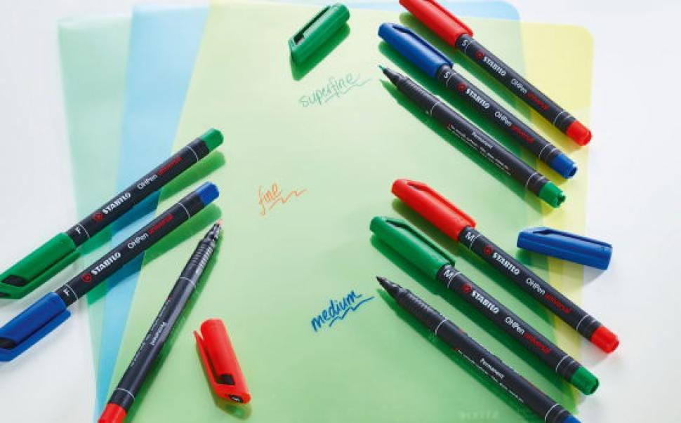 stabilo stabilo ohpen universal pennarello marcatore permanente punta super fine (s) da 0,4 mm colore blu - foto 3