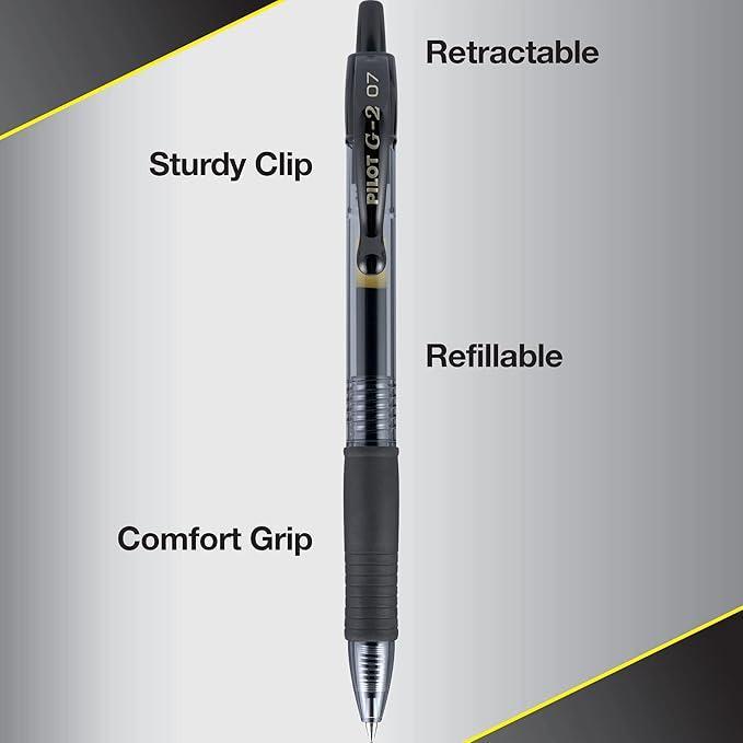 pilot pilot g 2 penna a sfera 12 pz gel a scatto ricaricabile colore nero punta da 0,7 mm - foto 3