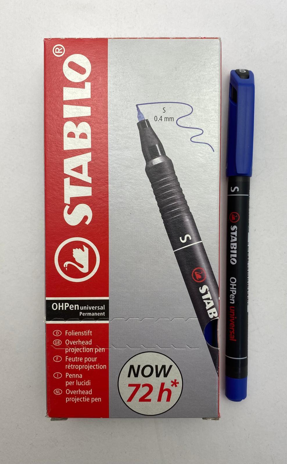stabilo stabilo ohpen conf. da 10 pz. pennarello marcatore permanente punta super fine (s) da 0,4 mm colore blu - foto 1