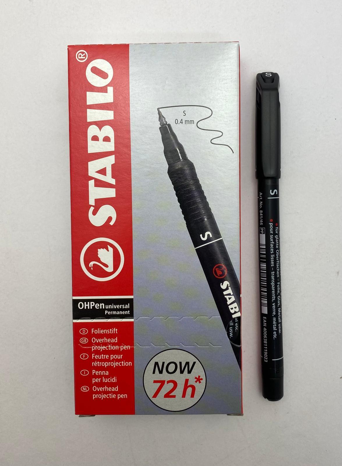 stabilo stabilo ohpen conf. da 10 pz. pennarello marcatore permanente punta super fine (s) da 0,4 mm colore nero - foto 1