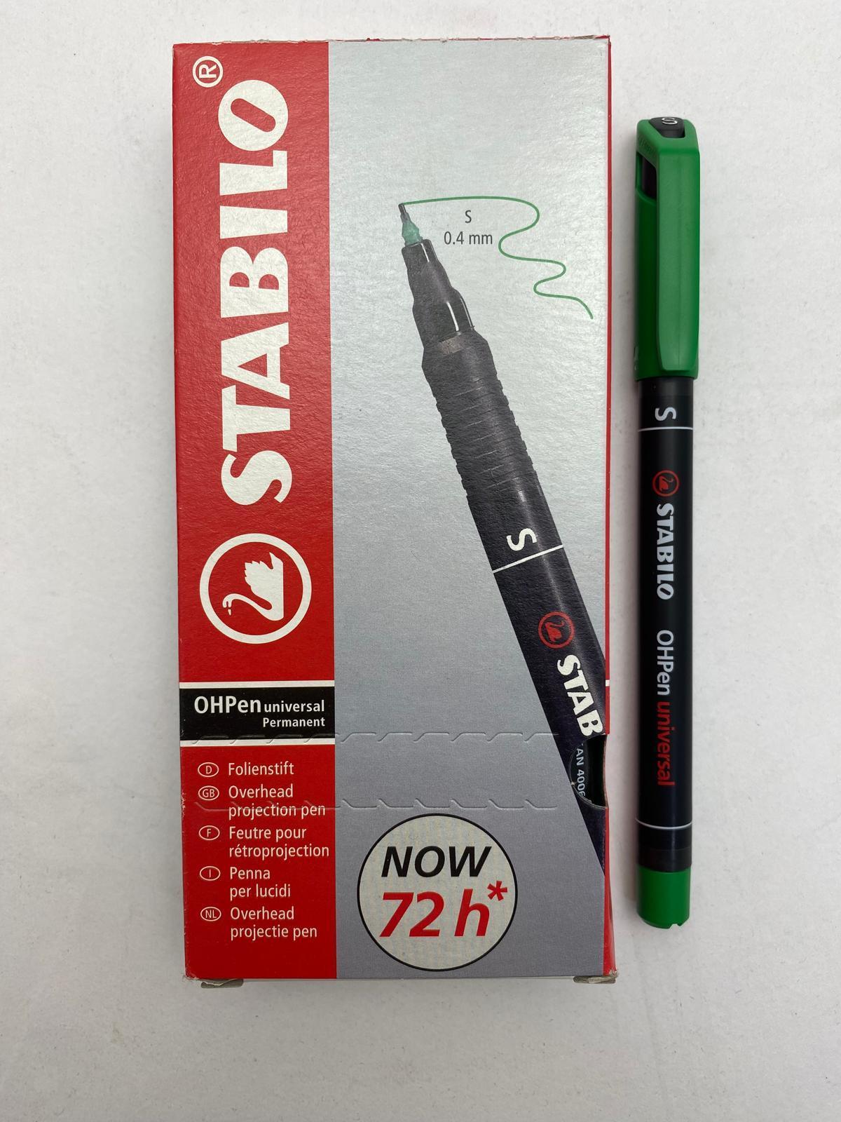 stabilo stabilo ohpen conf. da 10 pz. pennarello marcatore permanente punta super fine (s) da 0,4 mm colore verde - foto 1
