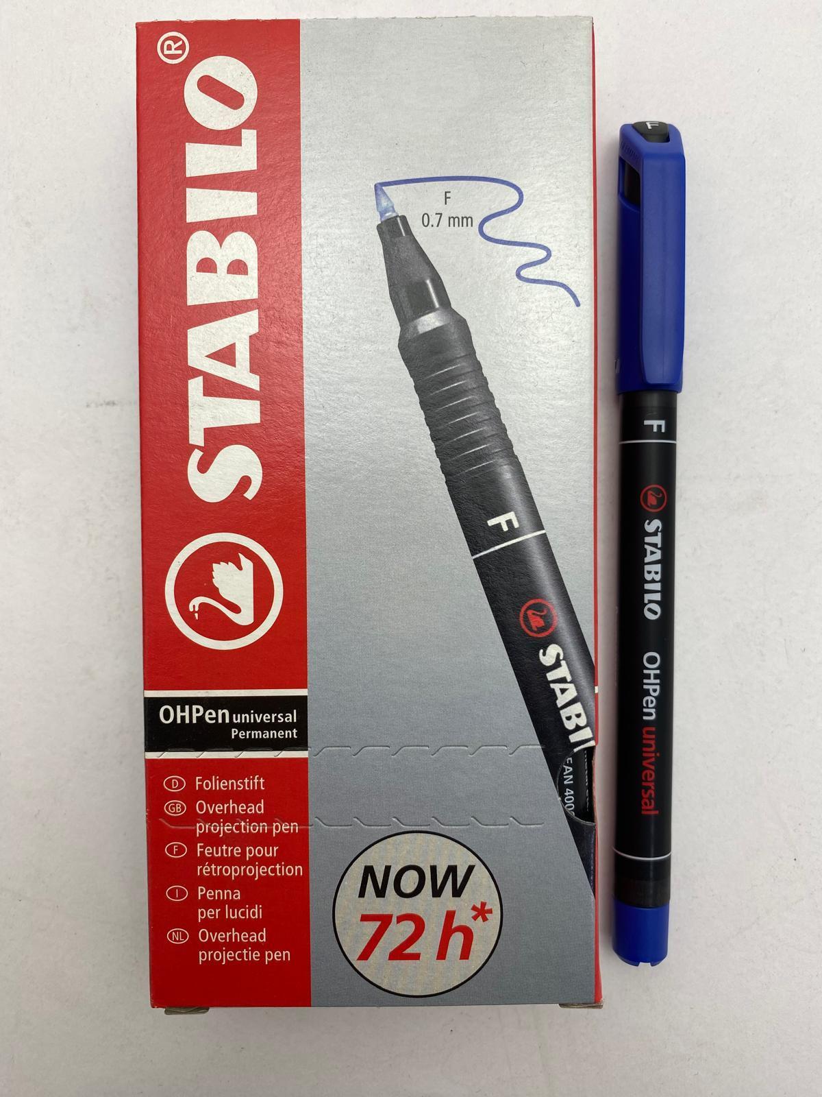 stabilo stabilo ohpen conf 10 pz. pennarello marcatore permanente punta fine (f) da 0,7 mm colore blu - foto 1