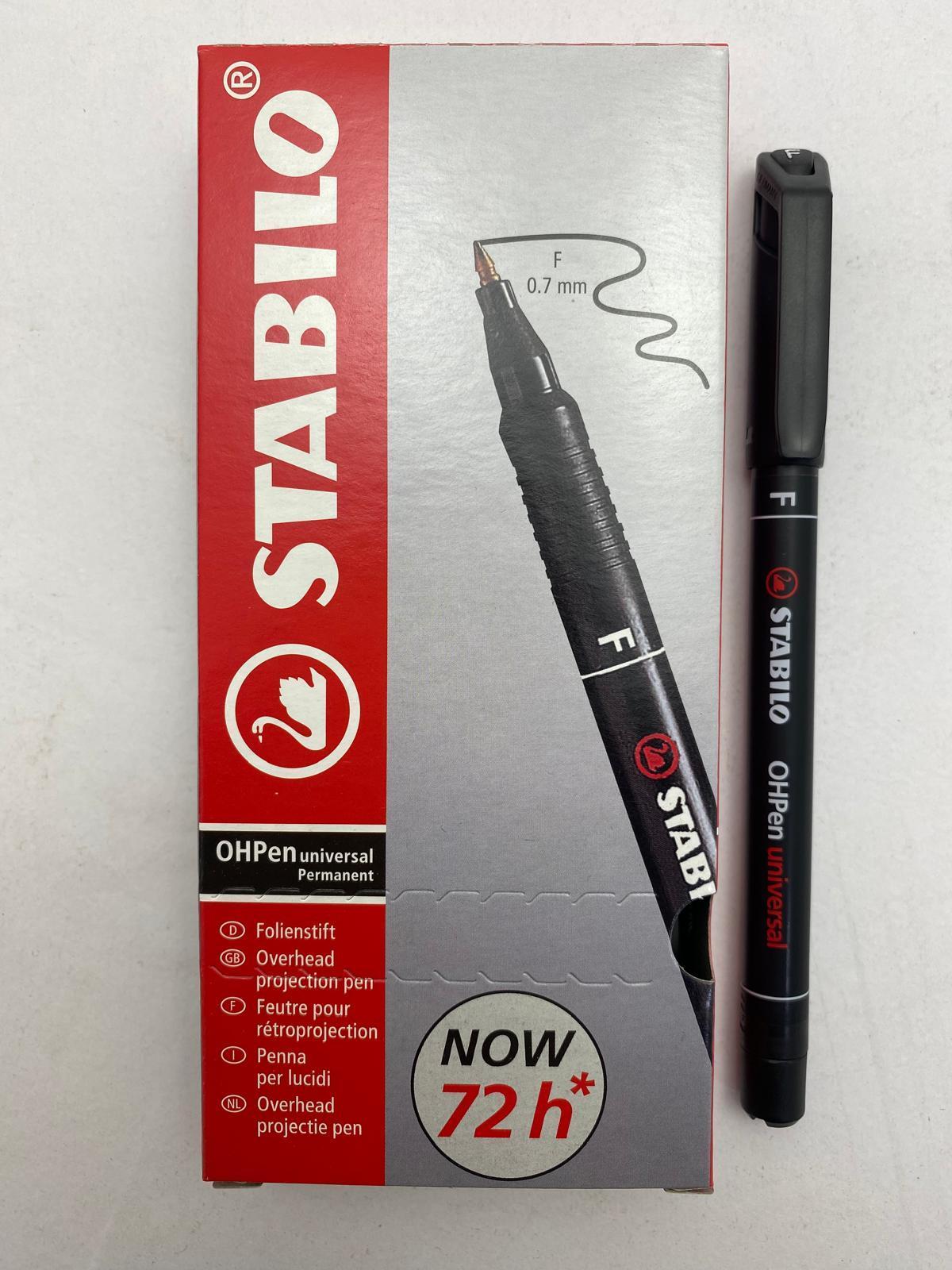 stabilo stabilo ohpen conf 10 pz. pennarello marcatore permanente punta fine (f) da 0,7 mm colore nero - foto 1