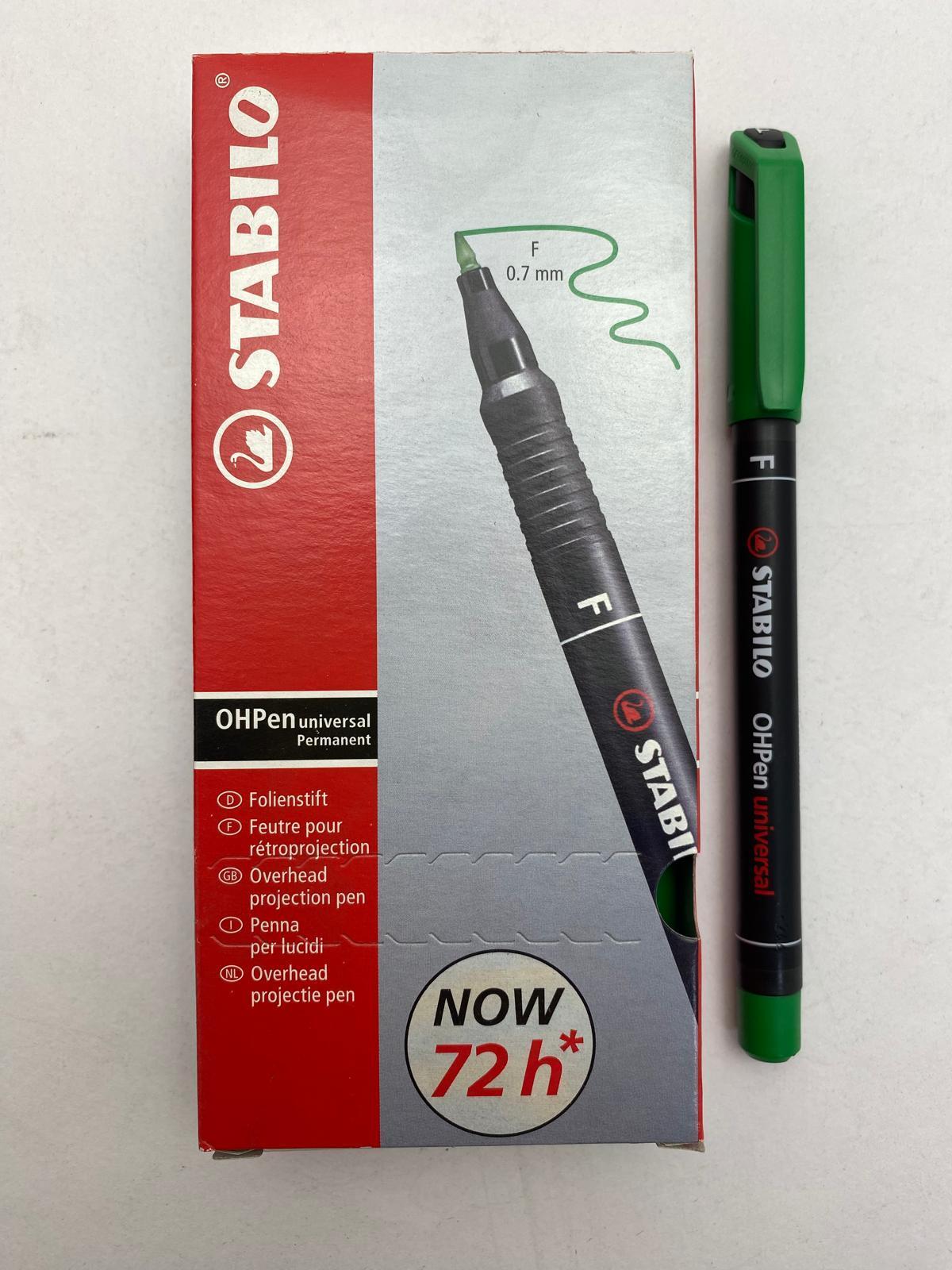 stabilo stabilo ohpen conf 10 pz. pennarello marcatore permanente punta fine (f) da 0,7 mm colore verde - foto 1