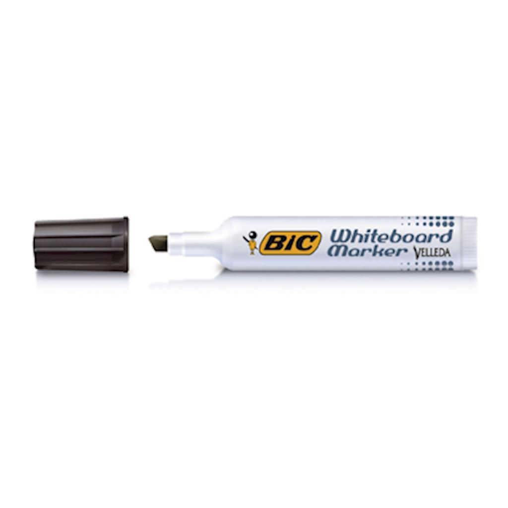 bic bic 12 pz pennarello marcatore velleda 1791 punta a scalpello tratto da 3,3 a 4,6 mm colore nero - foto 2