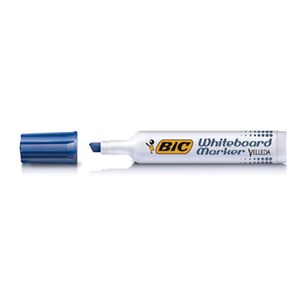 bic bic 12 pz pennarello marcatore velleda 1791 punta a scalpello tratto da 3,3 a 4,6 mm colore blu - foto 2