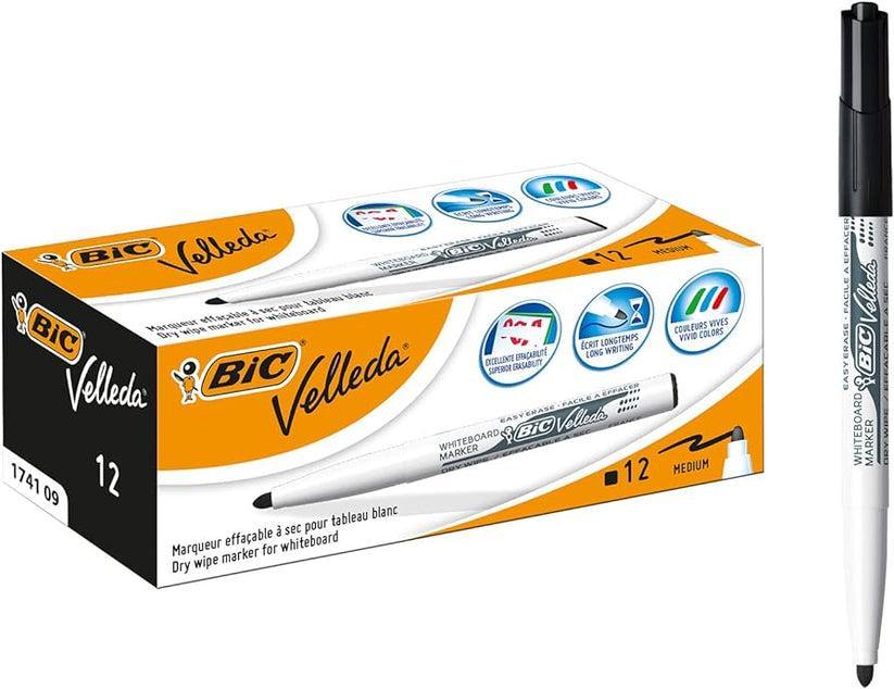 bic bic 12 pz pennarello marcatore velleda 1741 punta tonda tratto da 1,4 mm colore nero - foto 1