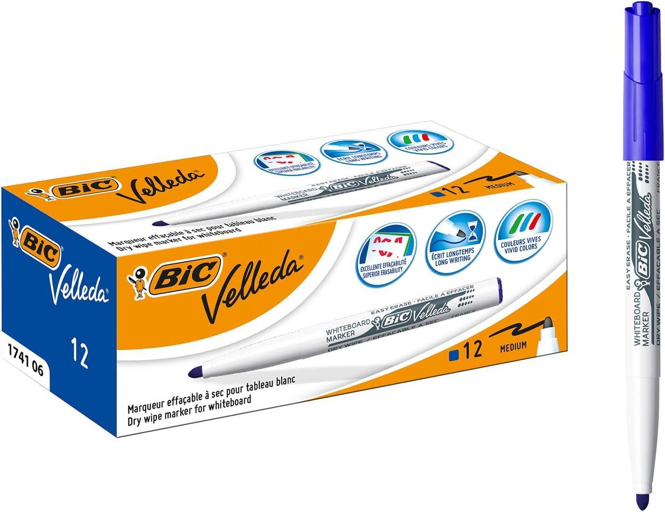 bic bic 12 pz pennarello marcatore velleda 1741 punta tonda tratto da 1,4 mm colore blu - foto 1
