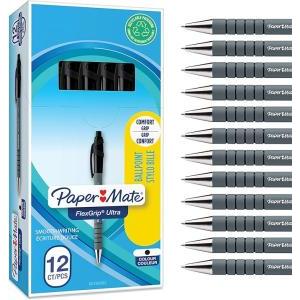 Flexgrip ultra 12 pz penna a sfera a scatto colore nero, punta media da 1,0 mm