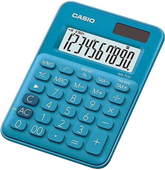 casio casio calcolatrice da tavolo ms7uc-bu 10 cifre colore blu - foto 1