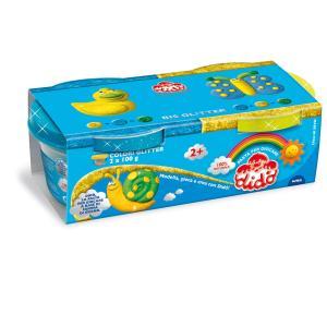 Didò bis glitter 2 barattoli da 100 g. colore blu e giallo 396701