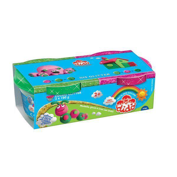 dido' didò bis glitter 2 barattoli da 100 g. colore verde e magenta 396702 - foto 2